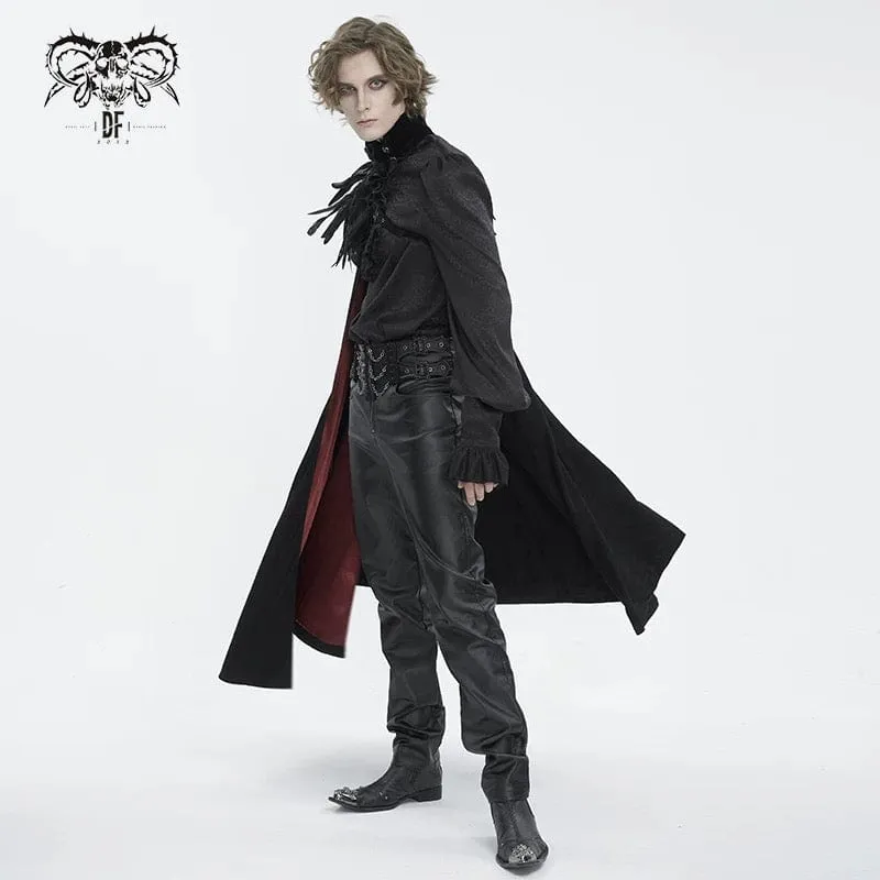 Men's Gothic Stand Collar Feather Cape