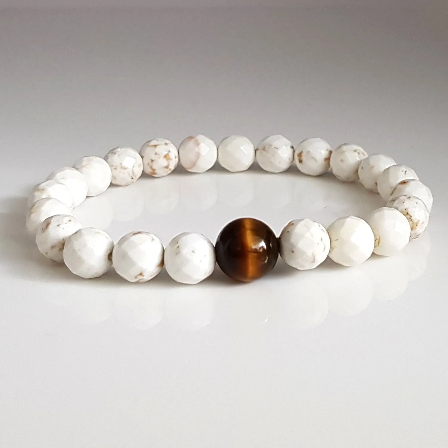 Men's White Howlite Beaded Bracelet | KJ-311B | Unisex Jewellery