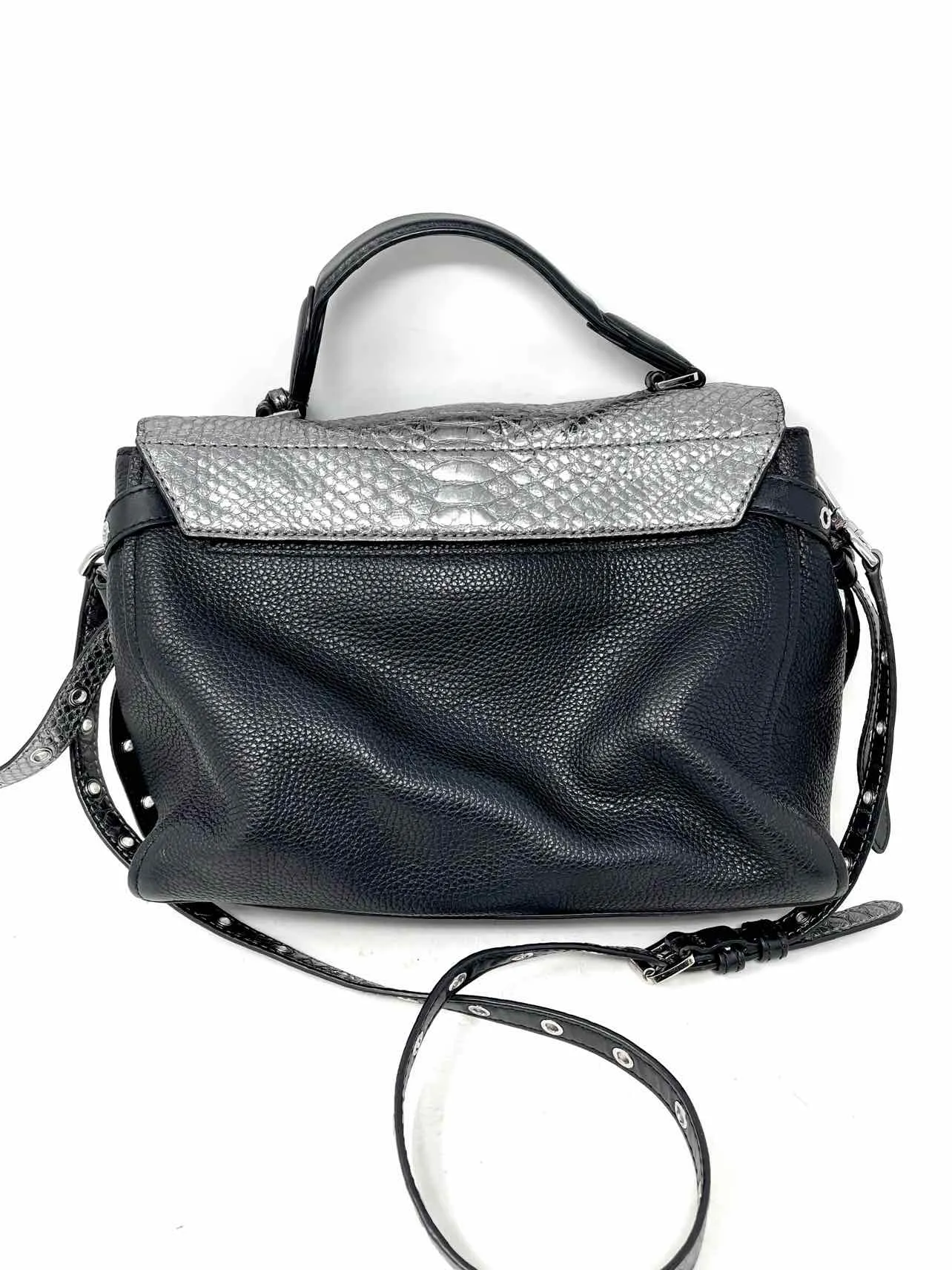 Michael Michael Kors Black/Silver Reptile Leather Designer Satchel