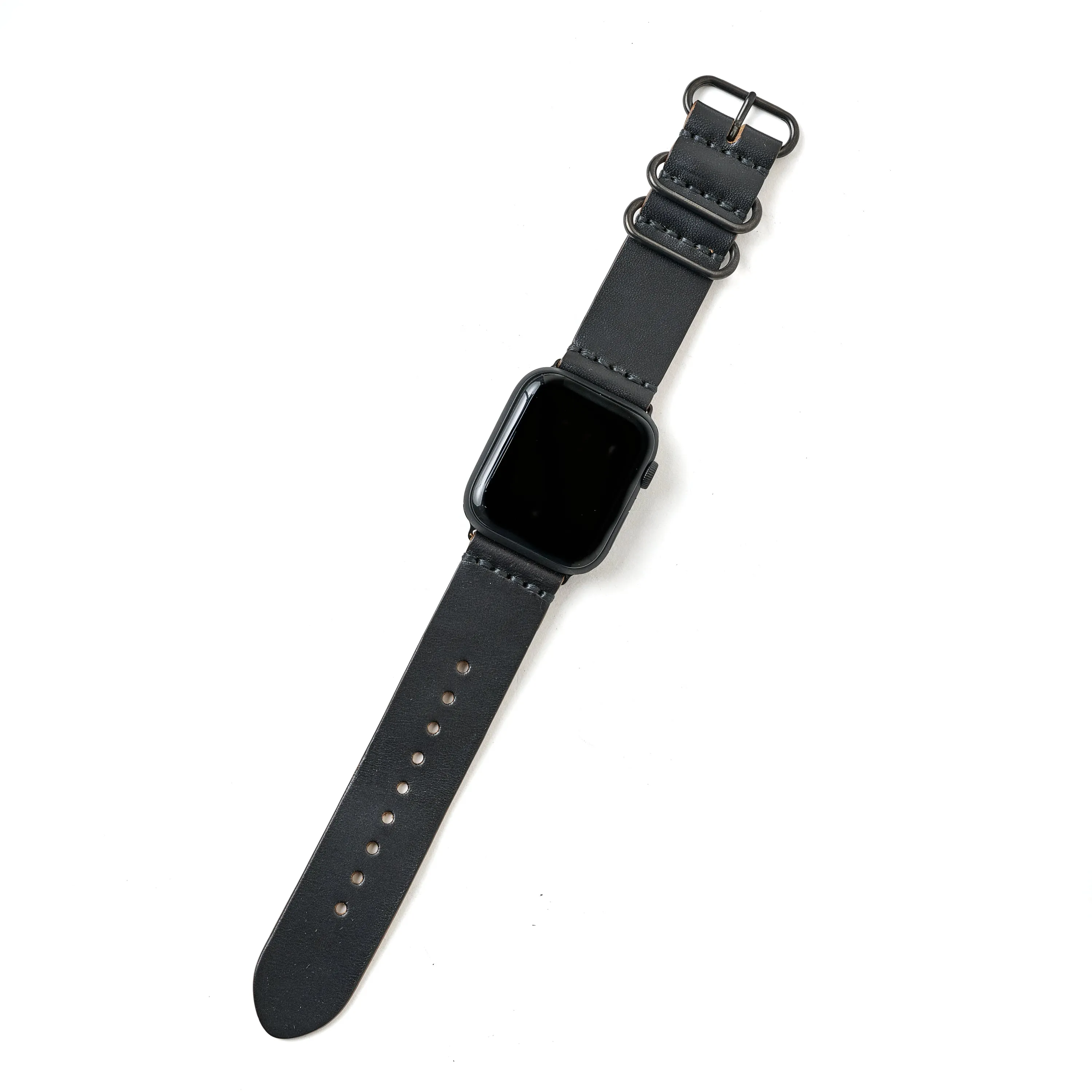 MILITARY STRAP FOR APPLE WATCH (MARYAM_HORSEBUTT_BLACK)