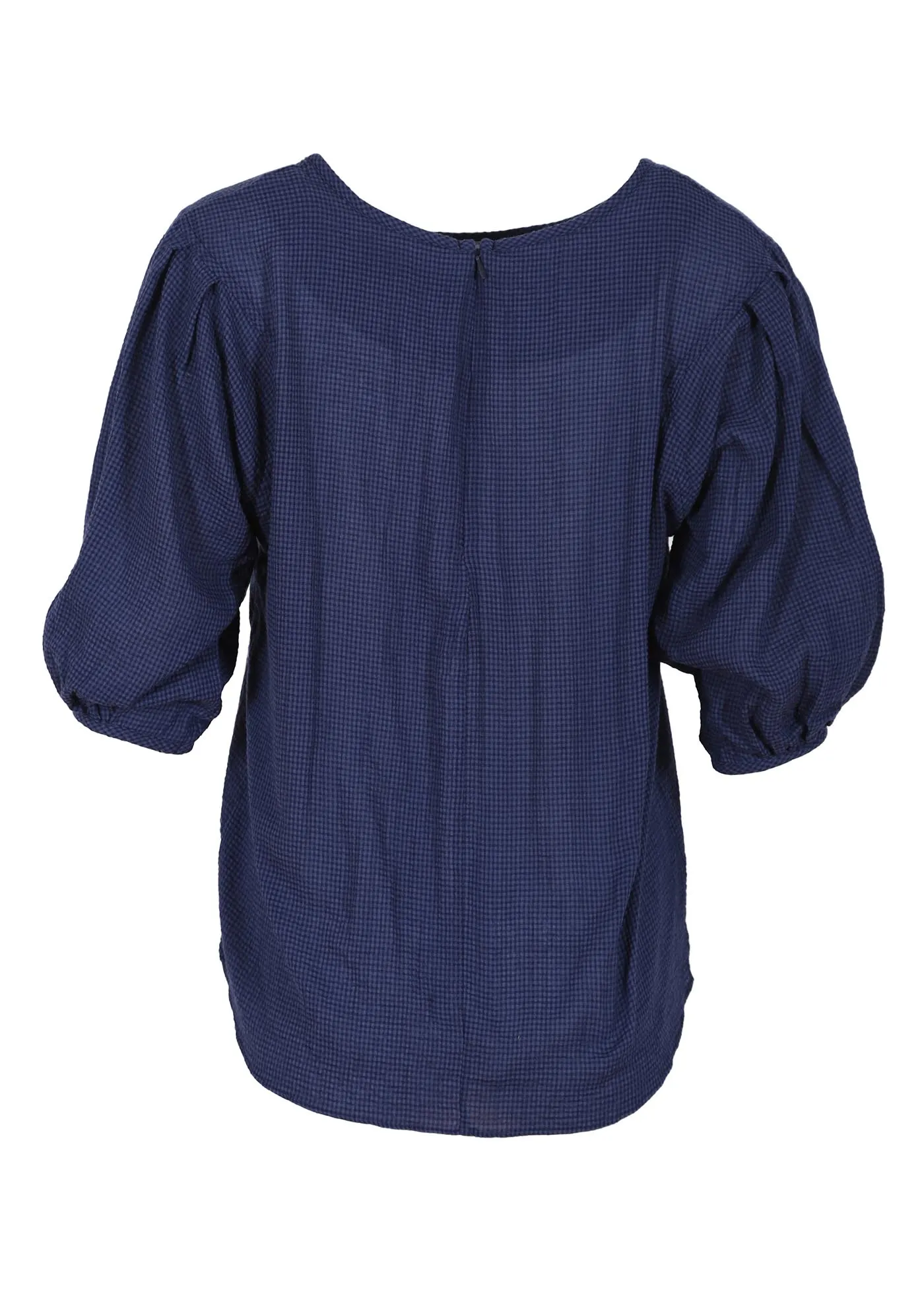 Pacific Blouse Navy in Seersucker