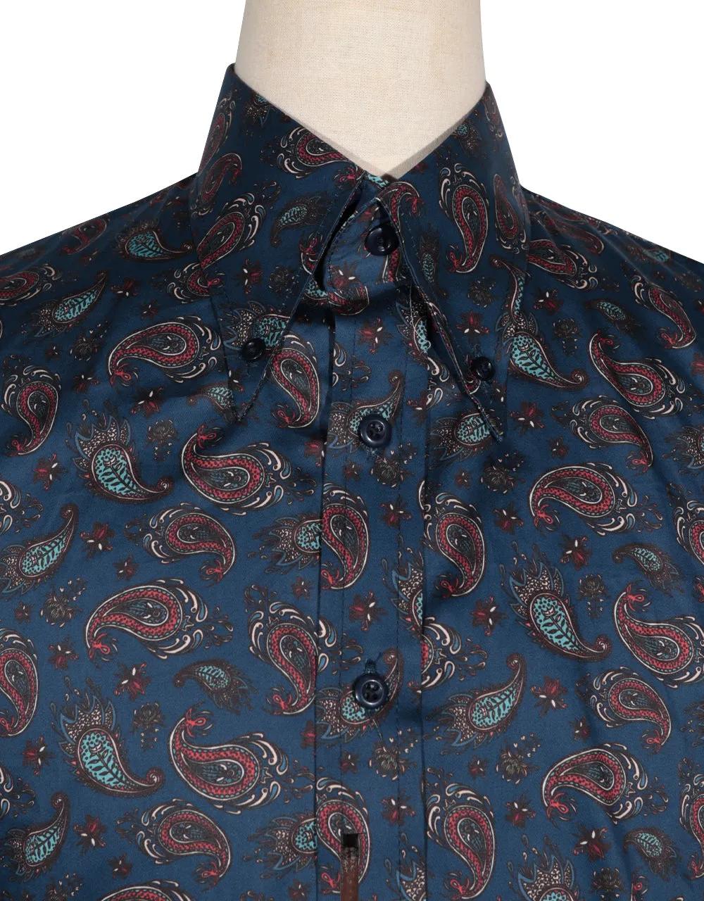 Paisley Shirt - Navy and Red Blue Paisley Shirt