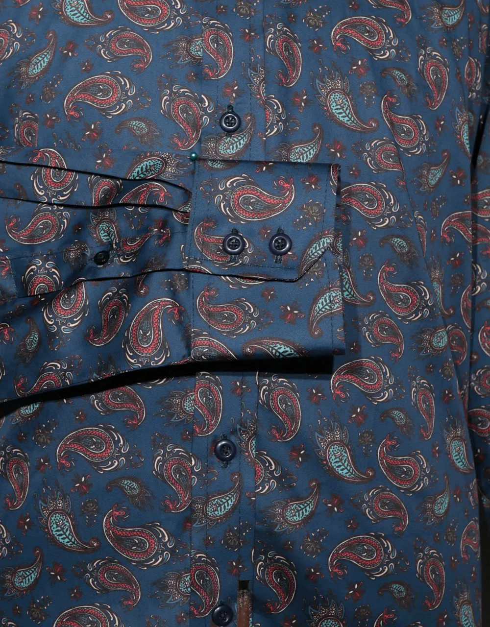 Paisley Shirt - Navy and Red Blue Paisley Shirt