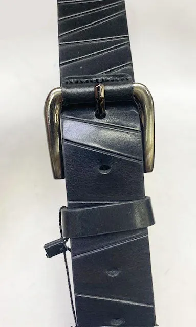 Scored Leather Belt Black