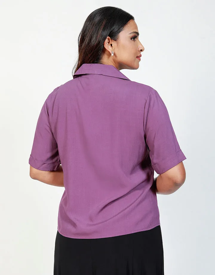 Short Sleeves Blouse in Solid Colour