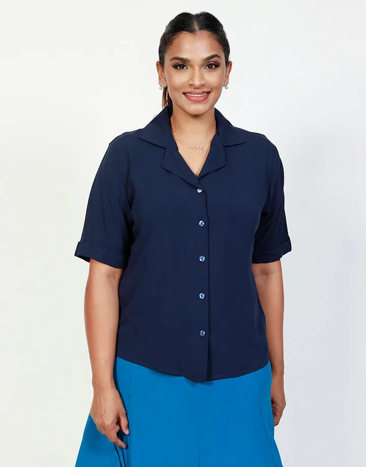 Short Sleeves Blouse in Solid Colour