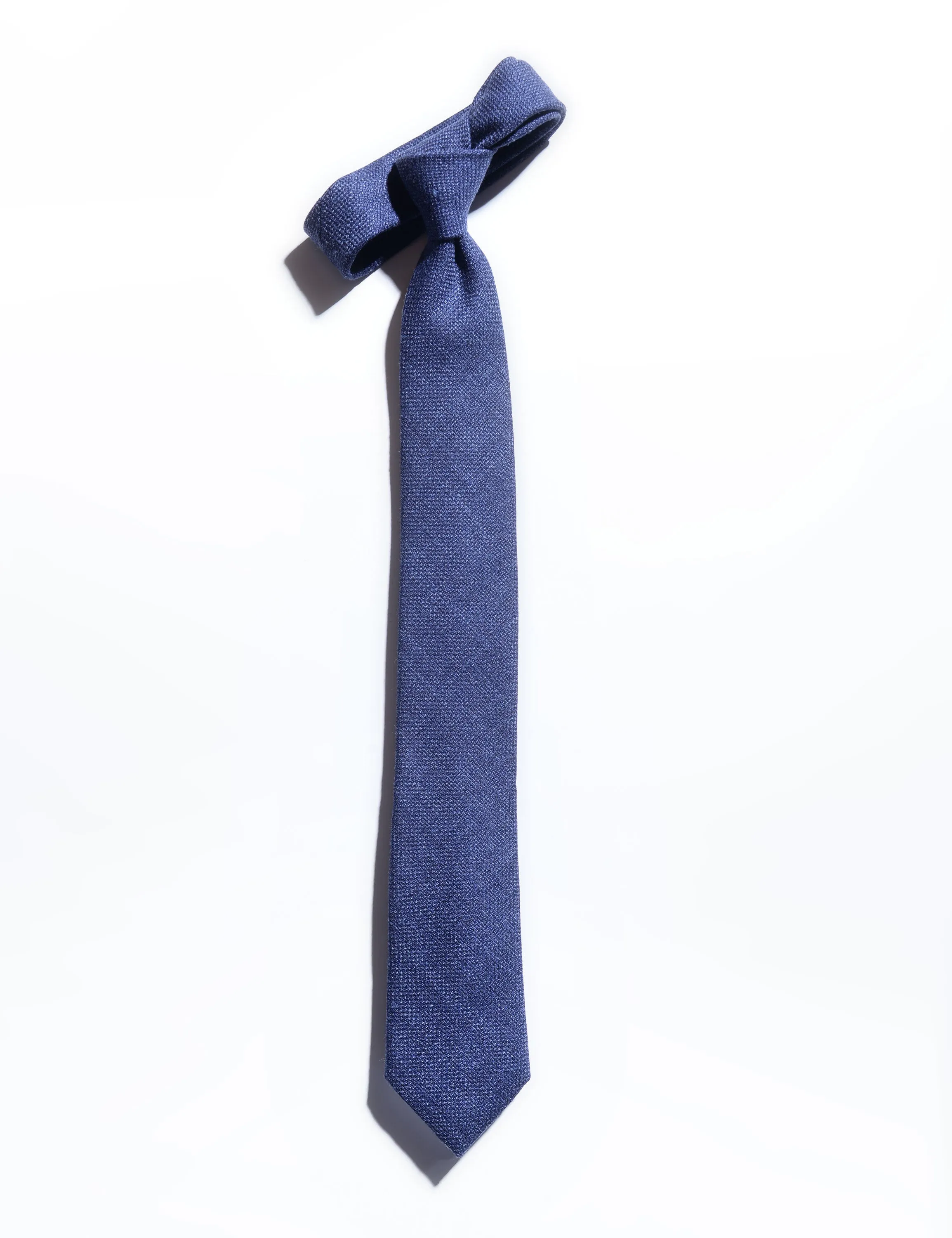 Silk, Wool, and Linen Hopsack Tie - Indigo