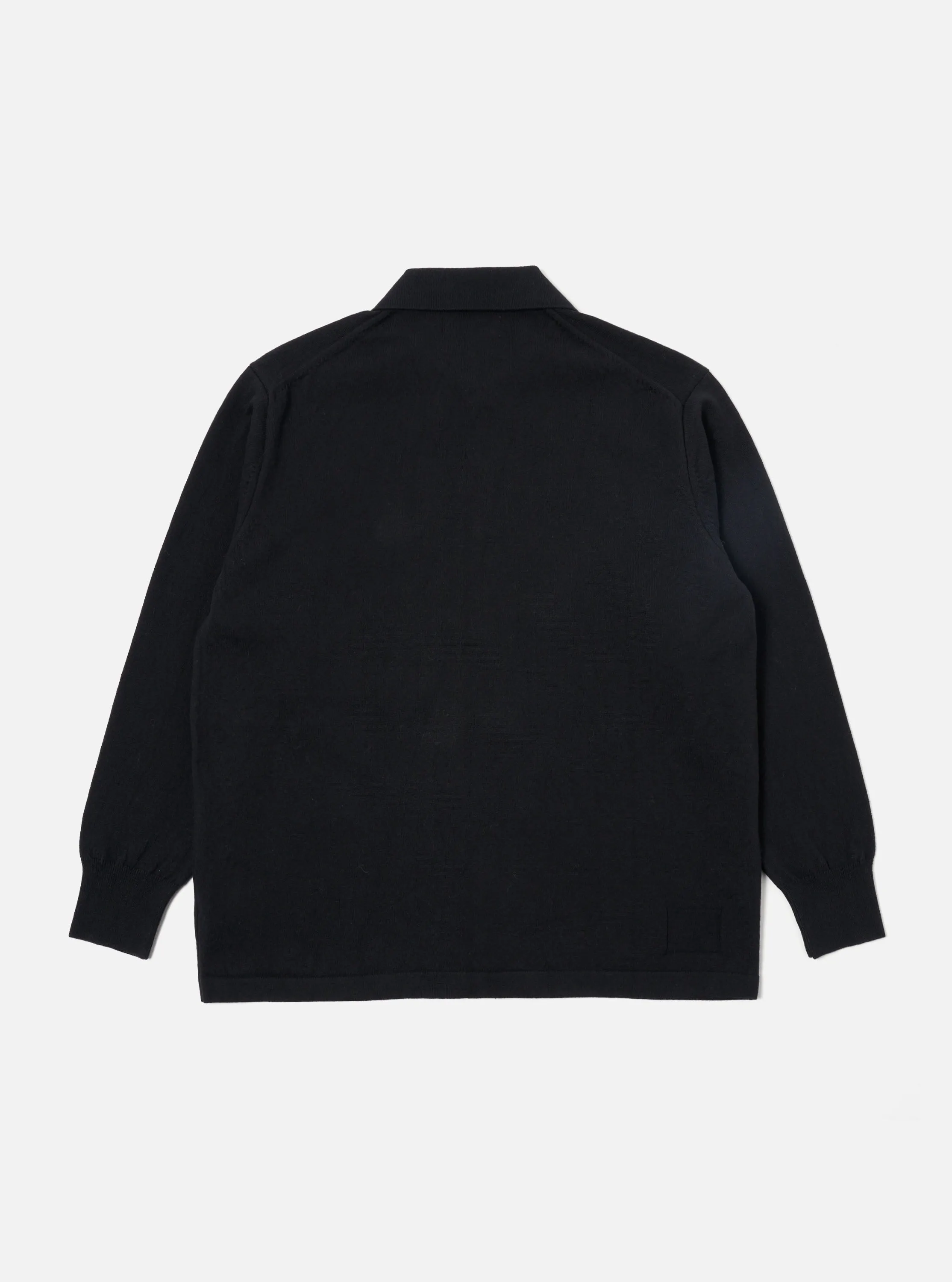 Universal Works L/S Pullover Knit Shirt in Black Eco Cotton