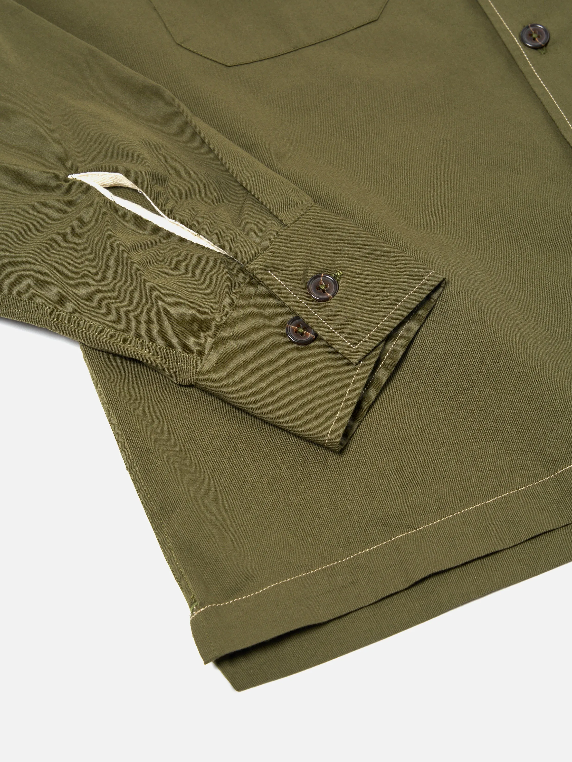 Universal Works L/S Utility Shirt in Olive Military Shirting