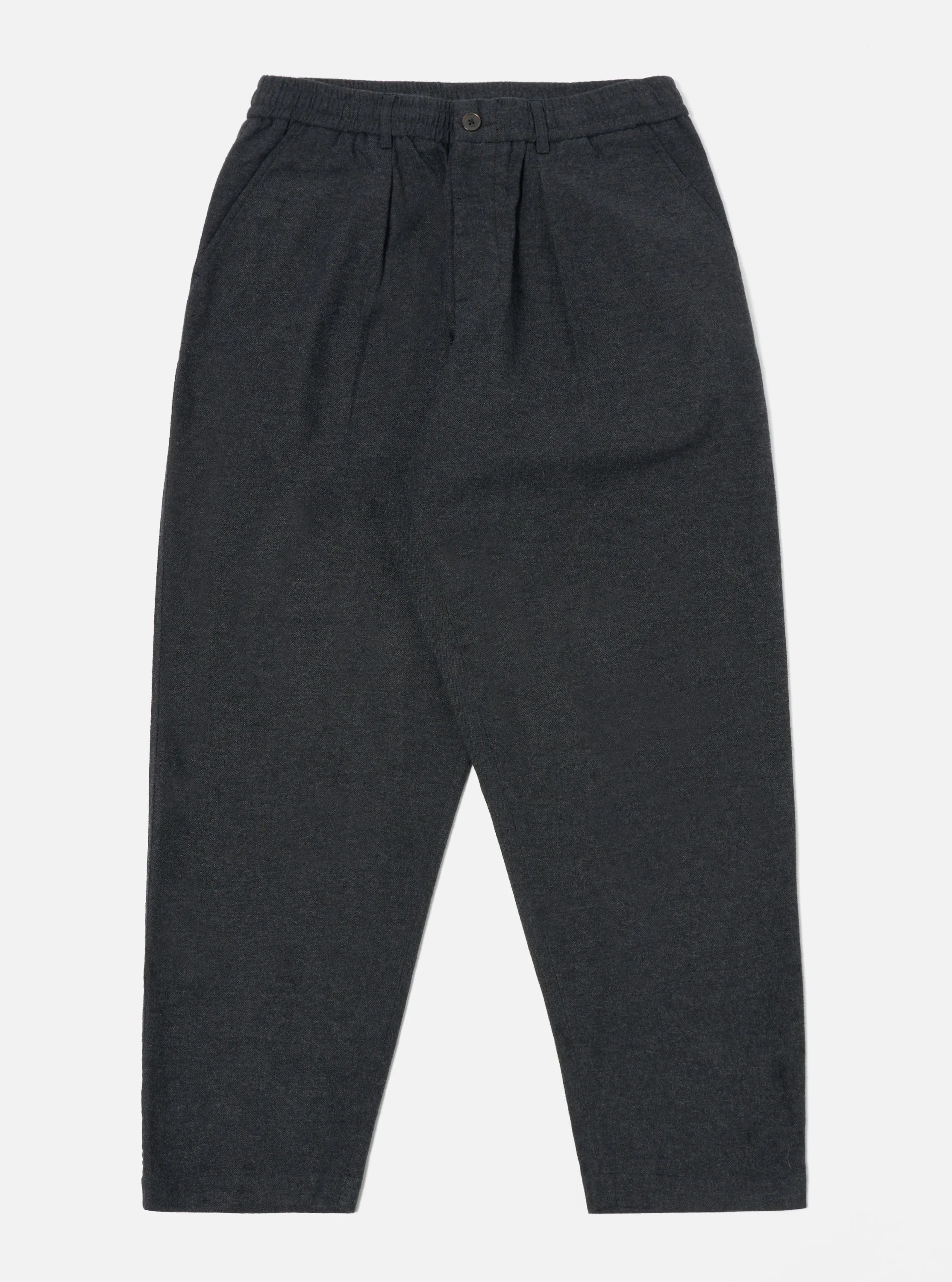 Universal Works Pleated Track Pant in Charcoal Veta Upcycled Cotton