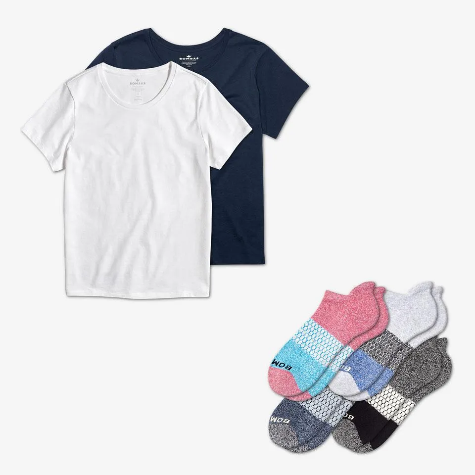 Women's Crew Neck T-Shirt & Ankle Sock 6-Pack