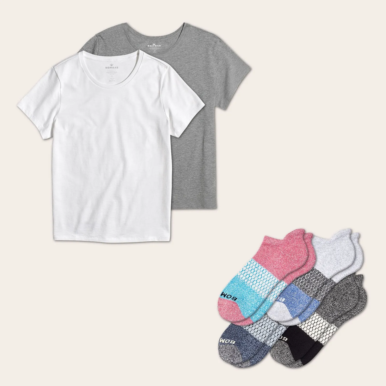 Women's Crew Neck T-Shirt & Ankle Sock 6-Pack